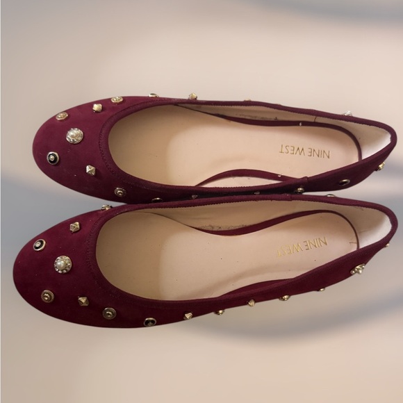 Burgundy Studded Flats - Picture 3 of 3